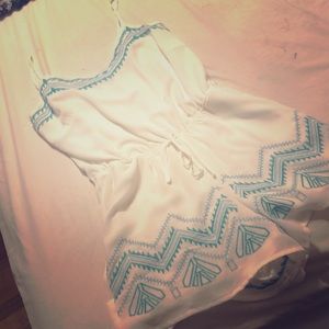 White and teal romper